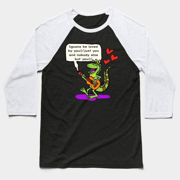 Iguana valentines serenade ❤️ Baseball T-Shirt by wolfmanjaq